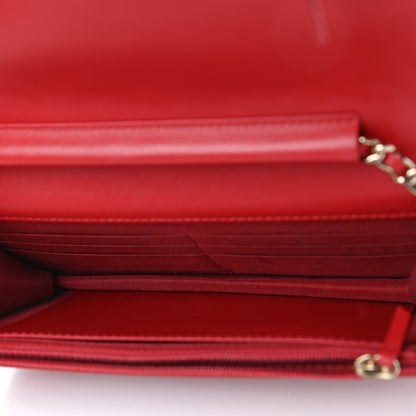 Chanel Caviar Camellia Embossed Wallet On Chain WOC Red 4 of 4
