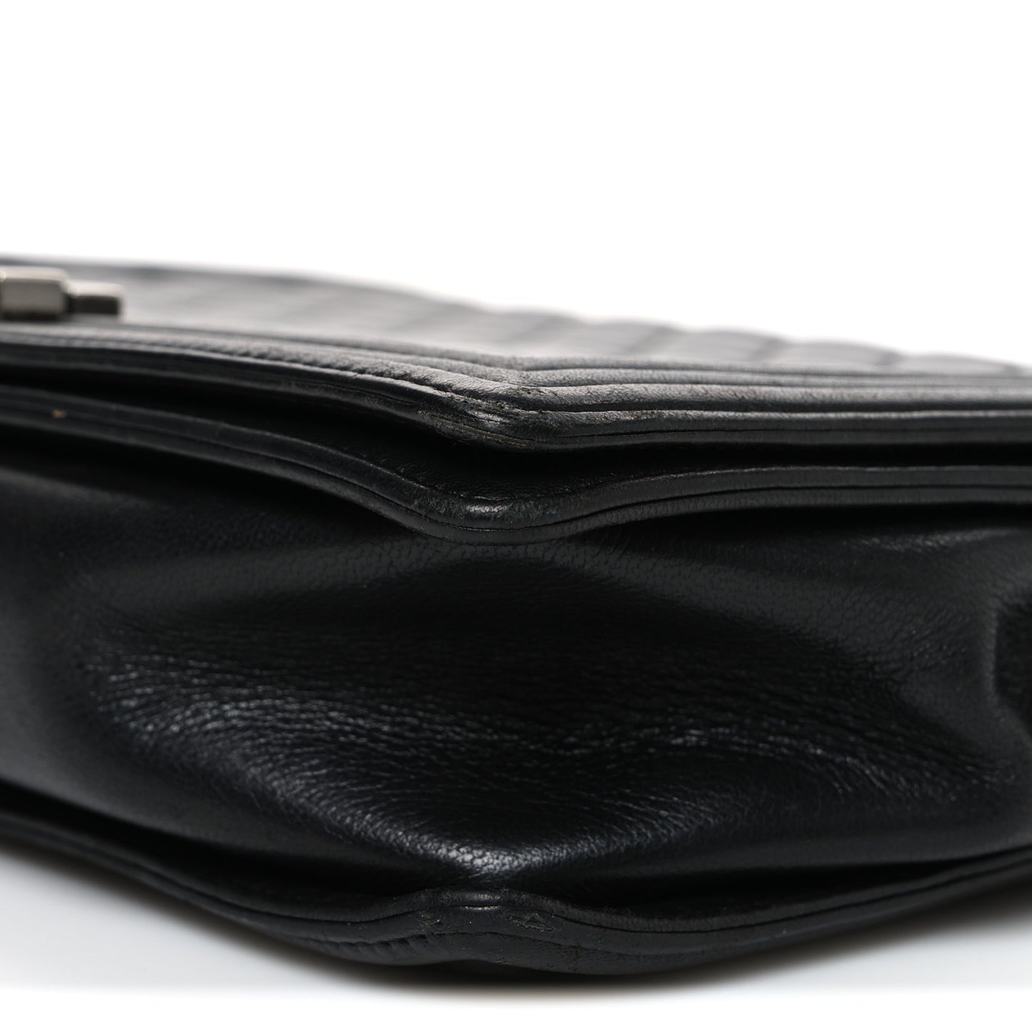 Lambskin Quilted Large Boy Flap Black