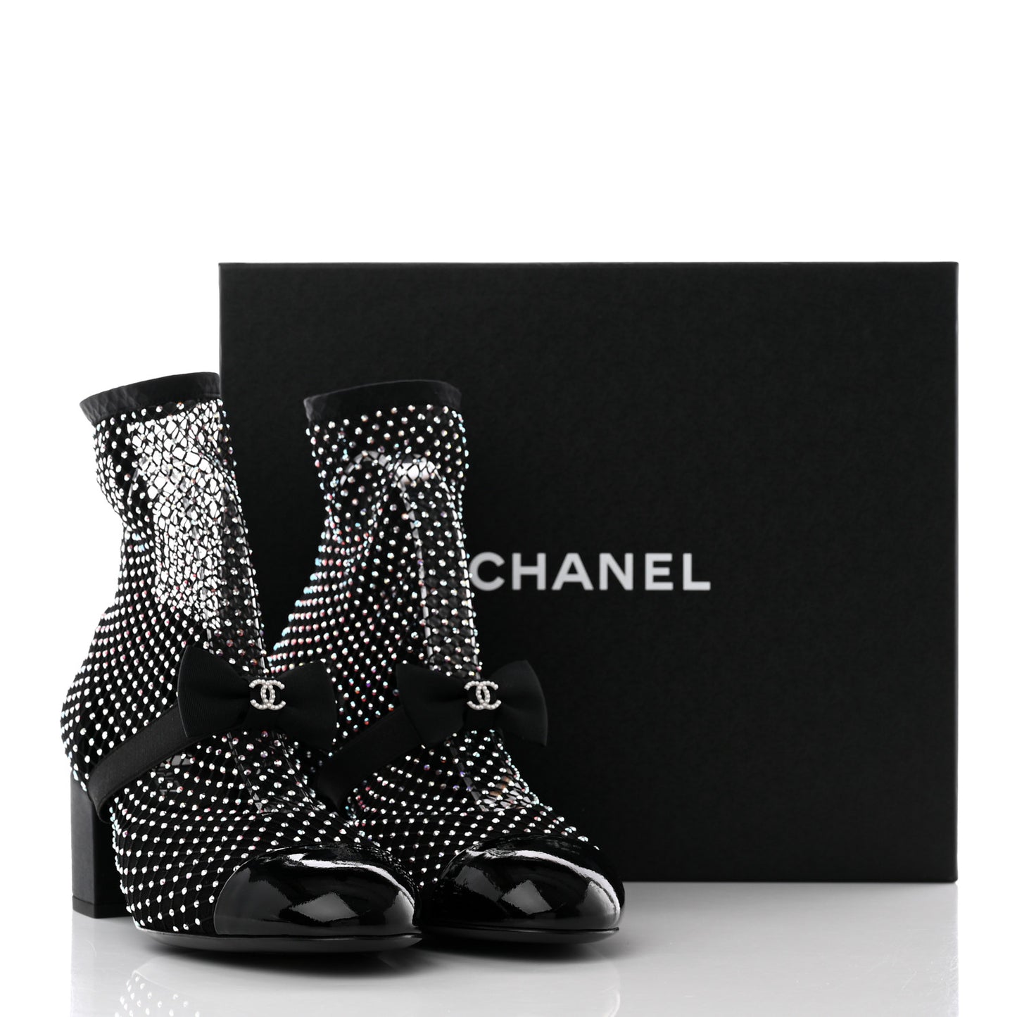 Resille Strass Kid Suede Patent Mary Jane Short Boots 39.5 Black