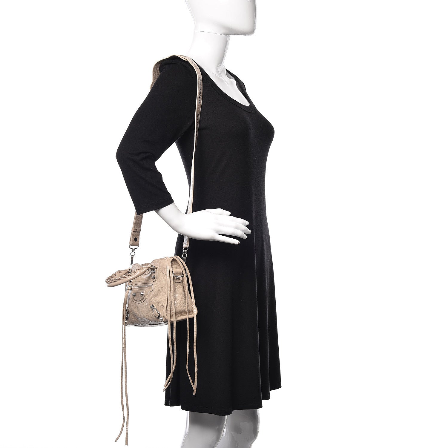 Balenciaga Agneau Classic Silver Hardware Mini City Logo Strap Beige Tapioca 4 of 11