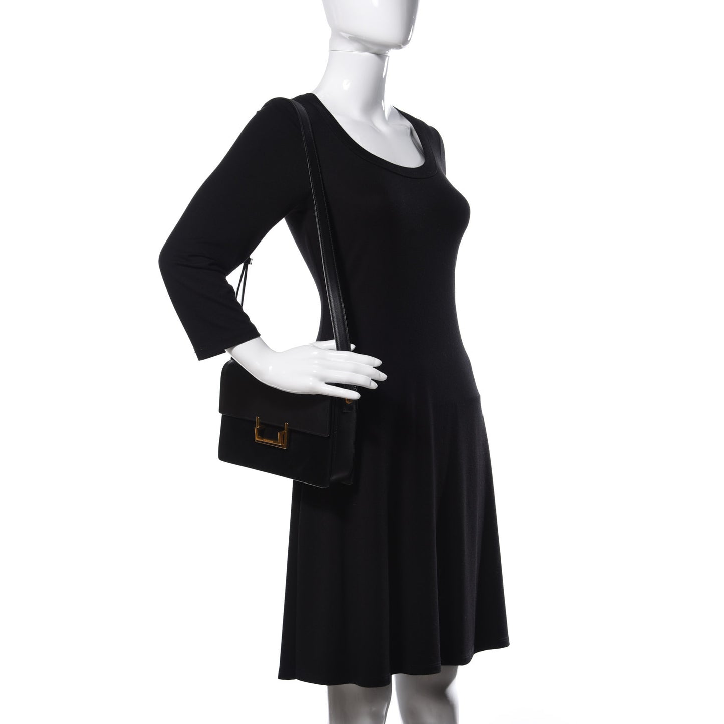 Suede Calfskin Medium Classic Lulu Bag Black