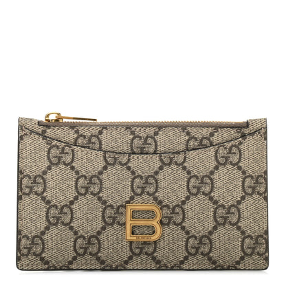 Gucci X BALENCIAGA GG Supreme Monogram Zip Card Case Beige Ebony 1 of 6