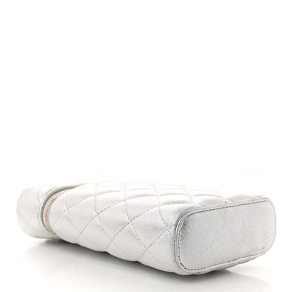 Chanel Metallic Lambskin Quilted Phone Holder With Chain Silver 4 of 14