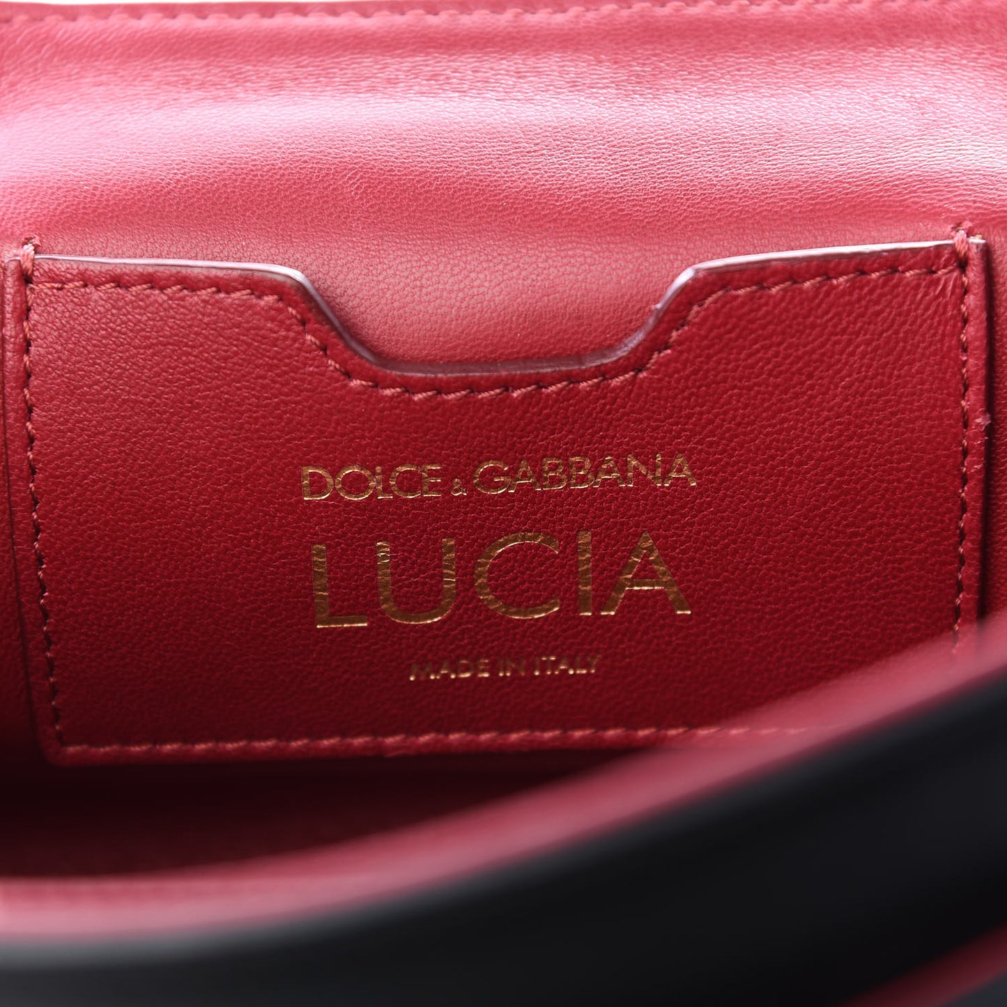 DOLCE&GABBANACalfskinLuciaStuddedChainShoulderBagBlack