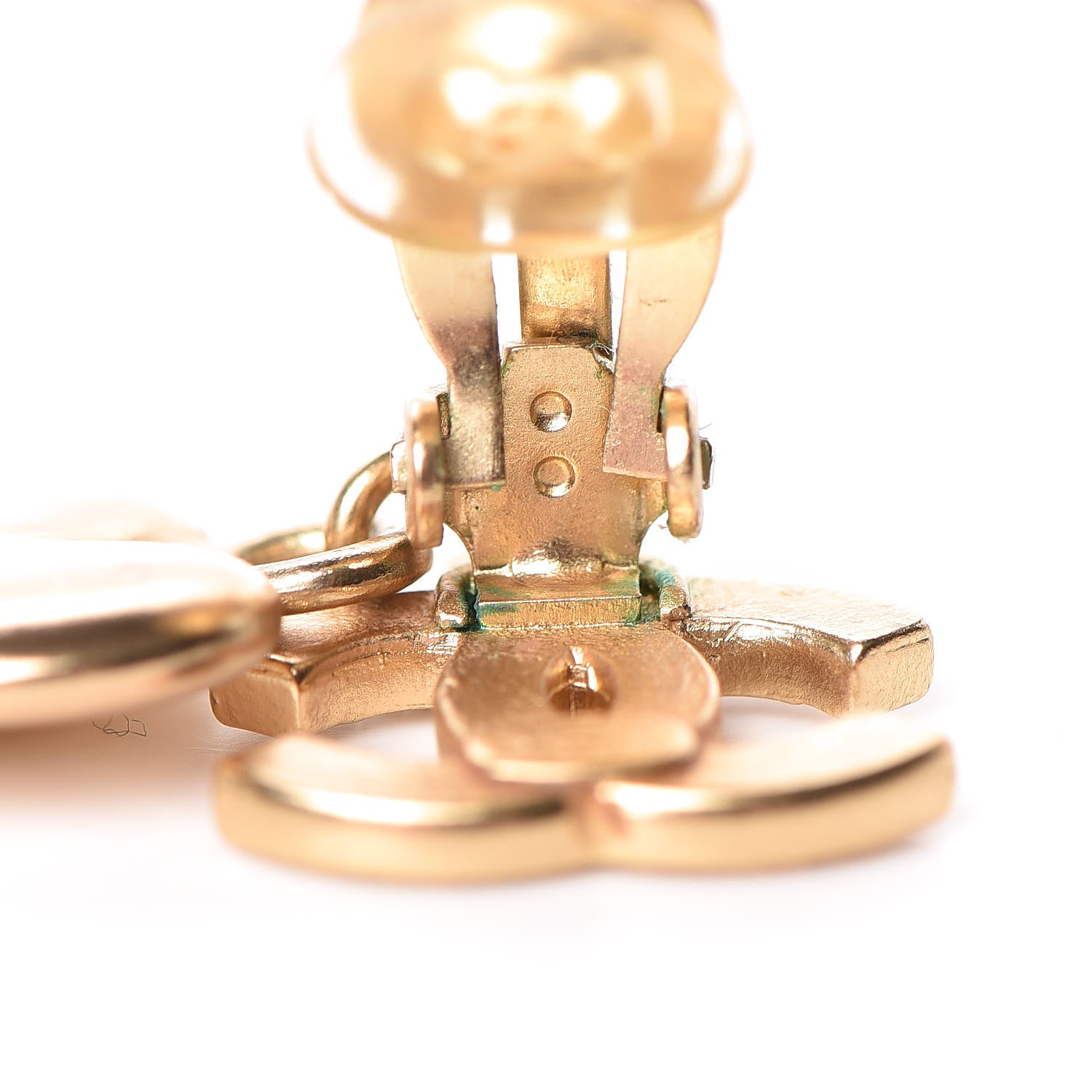 Chanel Crystal Heart CC Drop Clip On Earrings Gold 5 of 7