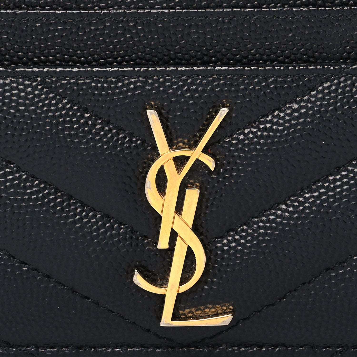 Saint Laurent Grain De Poudre Matelasse Chevron Monogram Credit Card Case Black 8 of 10