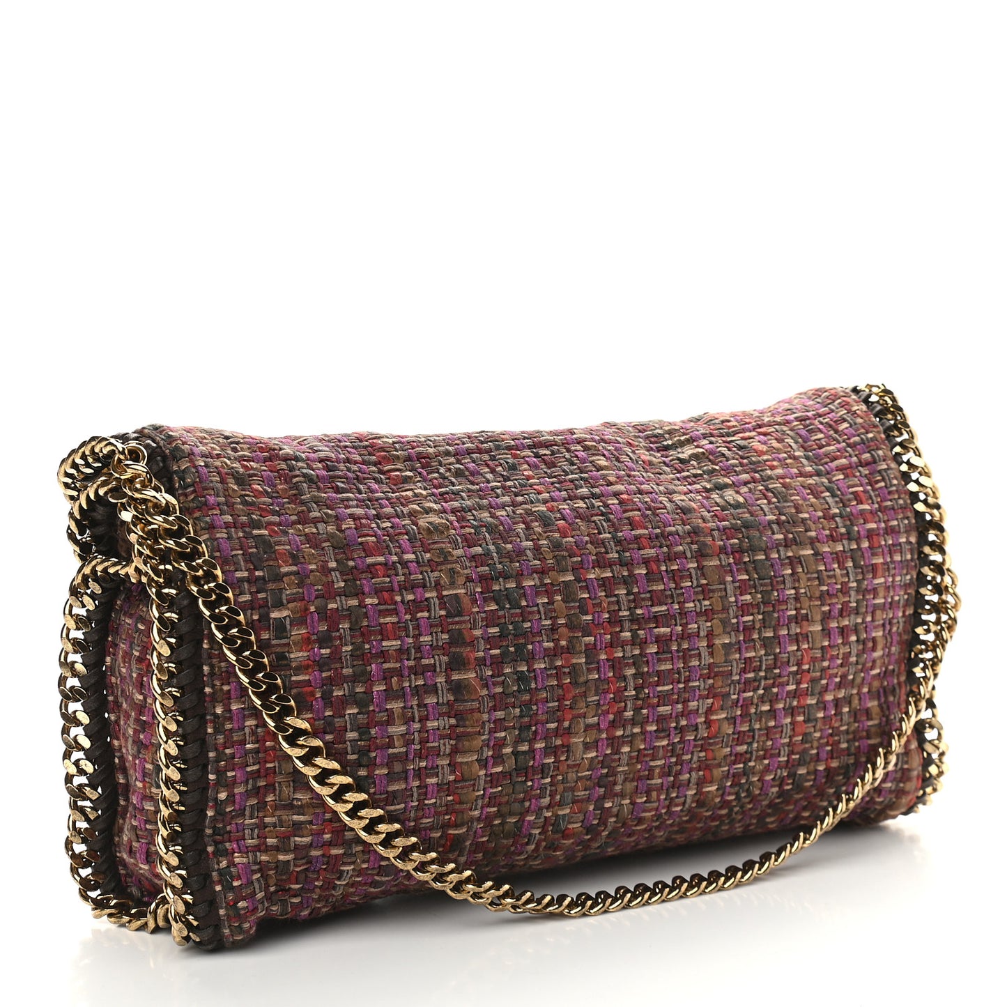 Metallic Woven Boucle Fold Over Falabella Tote Multicolor