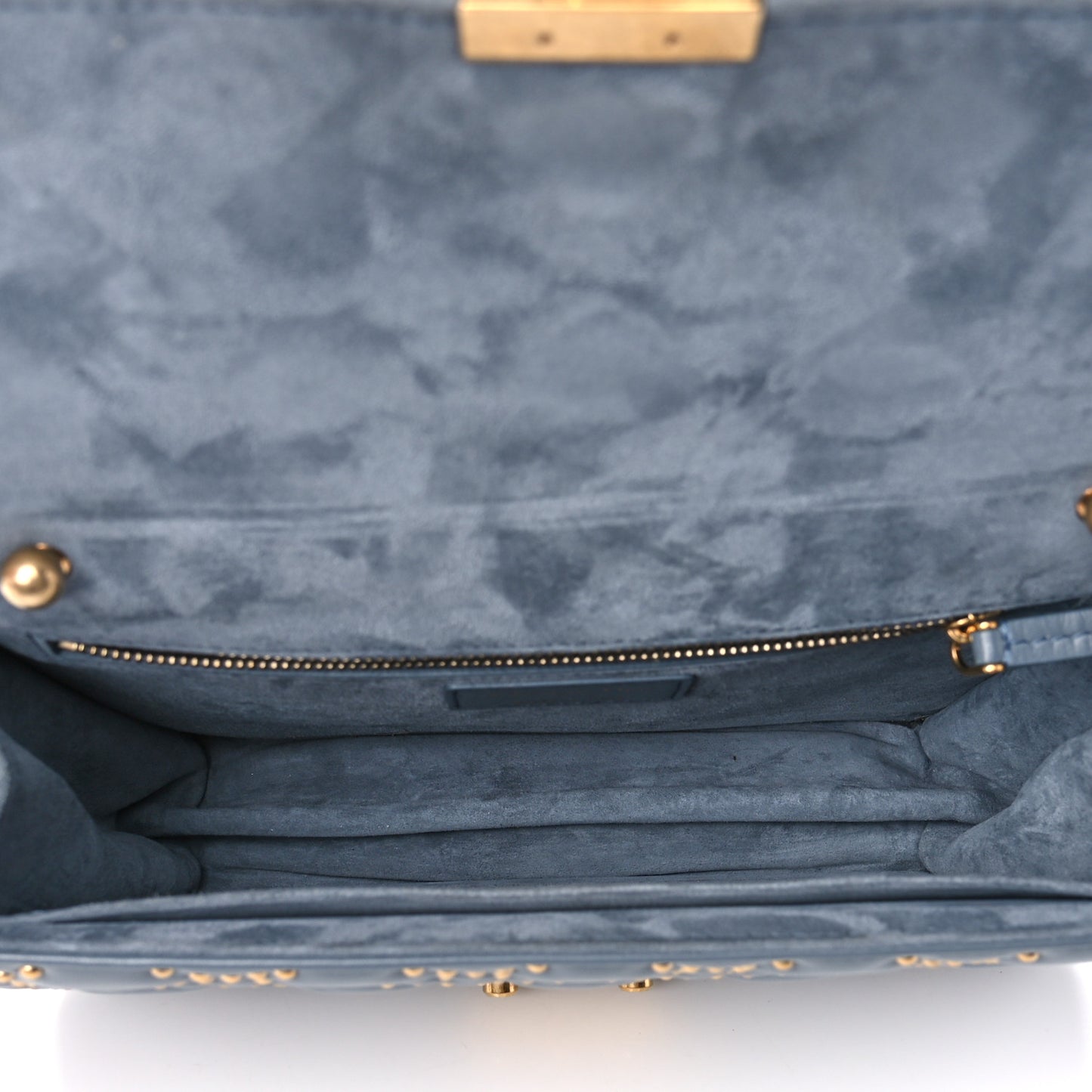 Lambskin Cannage Studded Large Dioraddict Flap Bag Grey Blue