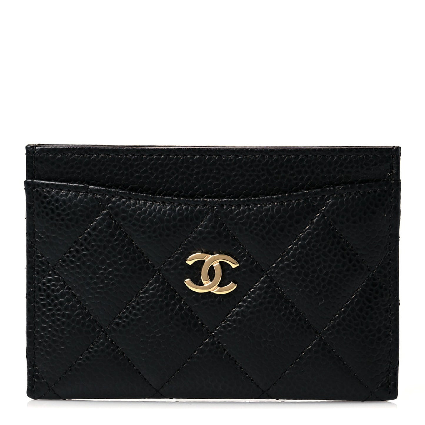 Caviar Quilted Card Holder Black