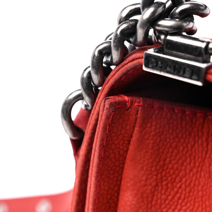 Chanel Iridescent Caviar Quilted Medium Boy Flap Red 19 of 21