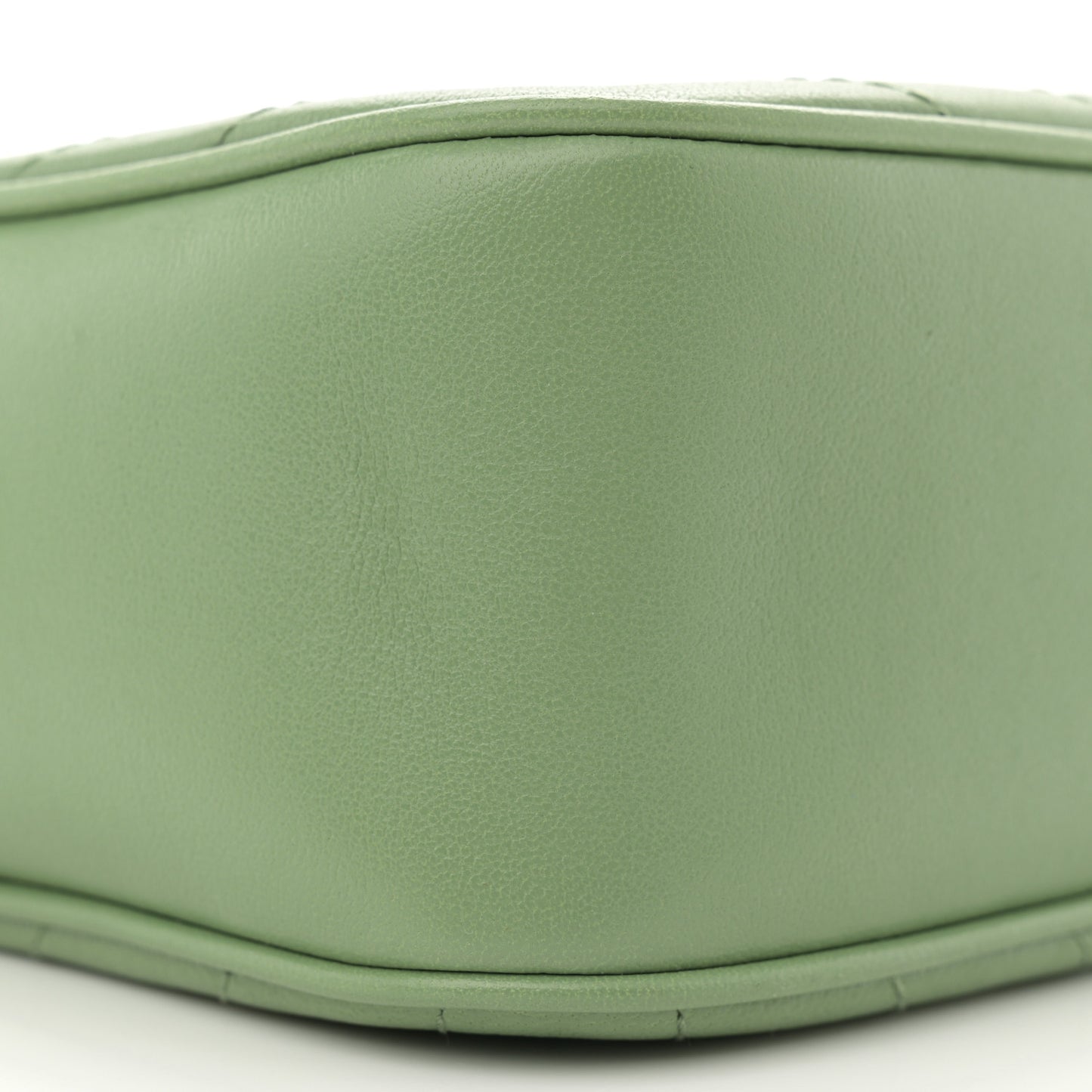 Sakai Be Green Calfskin Diagonal Stitched Small Blondie Shoulder Bag Light Green
