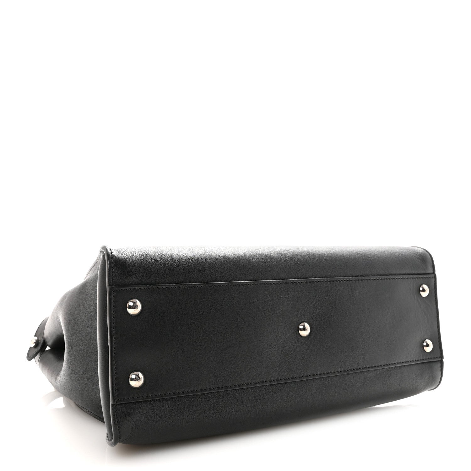 Fendi Vitello Dolce Shiny Nappa Plexglass Granite Medium Peekaboo Iconic Satchel Black 4 of 10