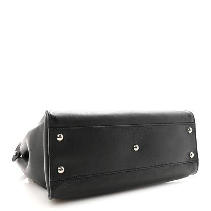 Fendi Vitello Dolce Shiny Nappa Plexglass Granite Medium Peekaboo Iconic Satchel Black 4 of 10