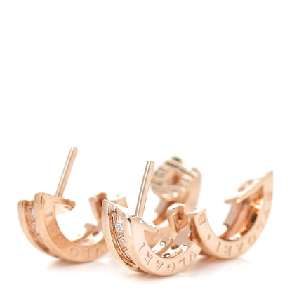 Bulgari 18K Rose Gold Diamond Small B.Zero1 Hoop Earrings 3 of 4