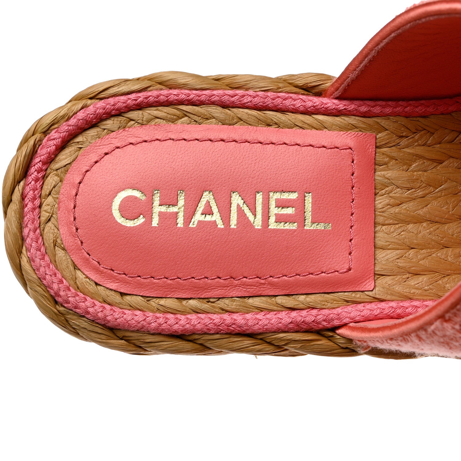 Chanel Terry Cloth Raffia CC Logo Thong Sandals 39.5 Pink 8 of 8