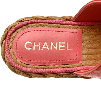 Chanel Terry Cloth Raffia CC Logo Thong Sandals 39.5 Pink 8 of 8
