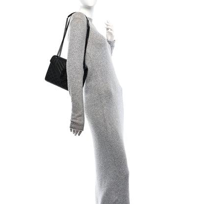 Saint Laurent Grain De Poudre Textured Mixed Matelasse Triquilt Medium Monogram Monochrome Satchel Black 2 of 10