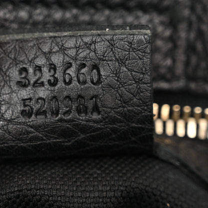 Gucci Pebbled Calfskin Medium Bamboo Shopper Tote Black 8 of 16