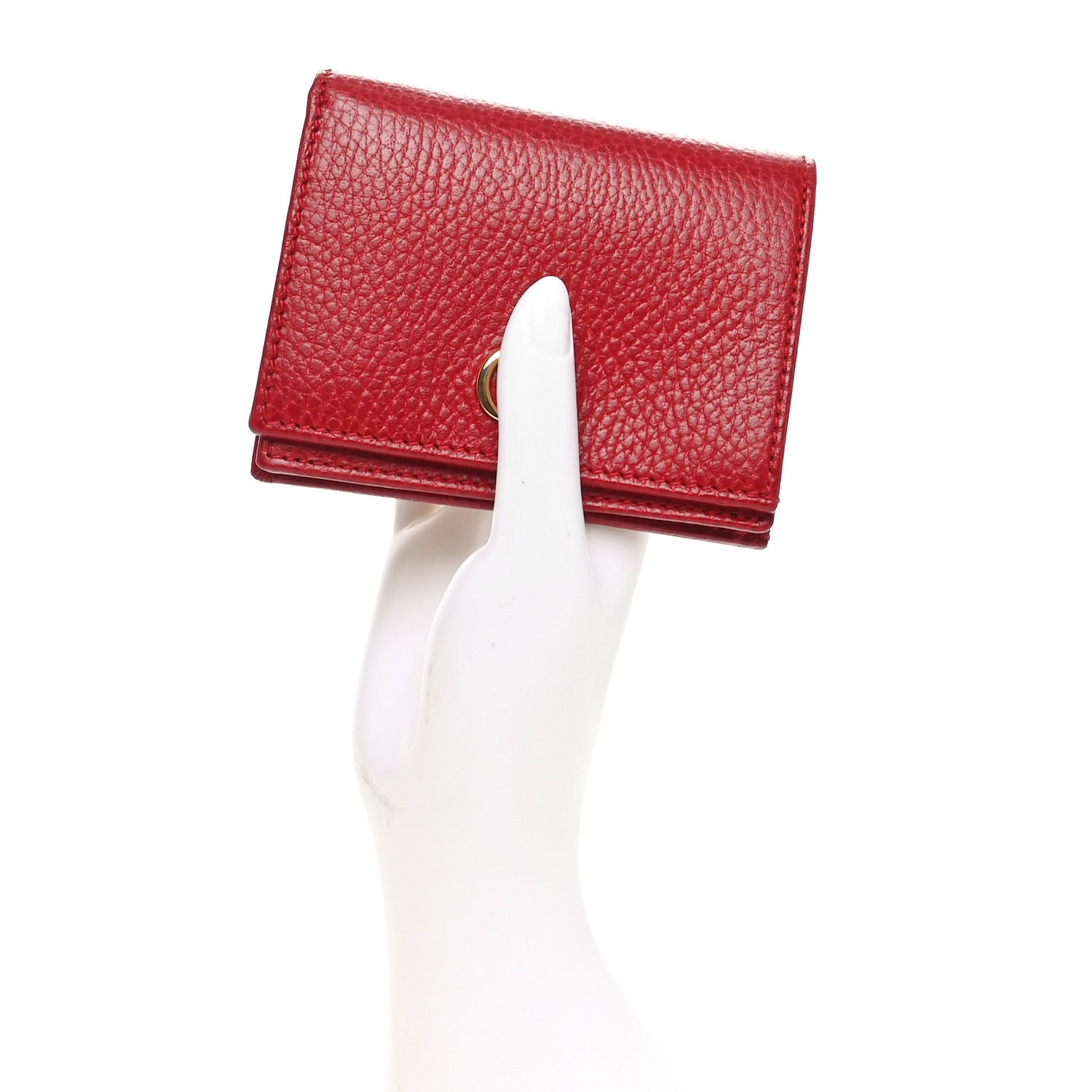 Gucci Dollar Calfskin GG Marmont Card Case Hibiscus Red 2 of 9