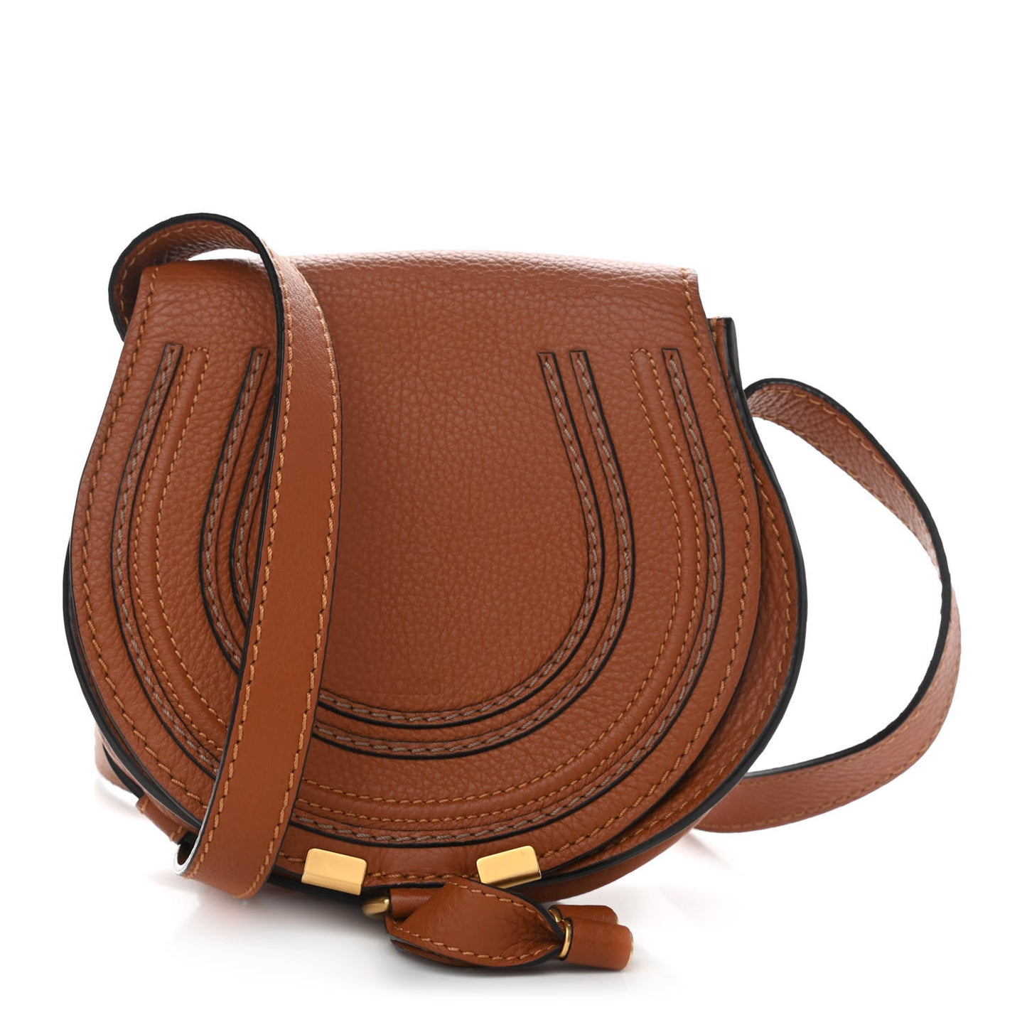 Calfskin Mini Marcie Round Crossbody Bag Tan