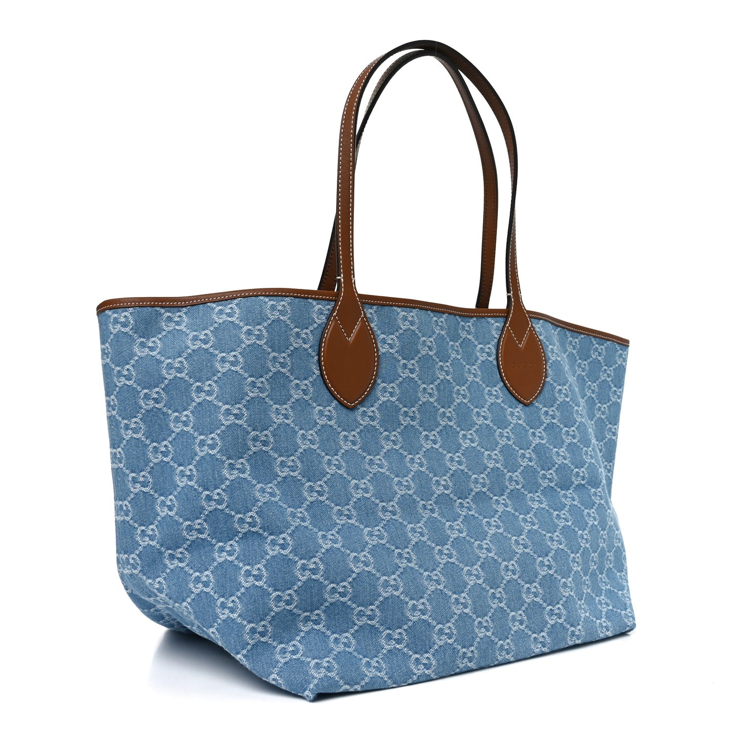New Denim GG Monogram Calfskin Large Totissima Tote Light Blue