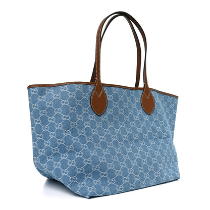 Gucci New Denim GG Monogram Calfskin Large Totissima Tote Light Blue 4 of 10