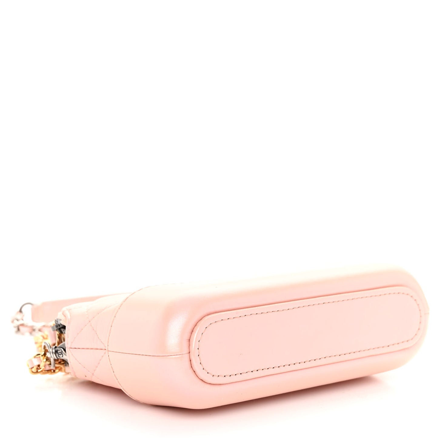 Iridescent Lambskin Calfskin Quilted Small Gabrielle Clutch With Chain Light Pink