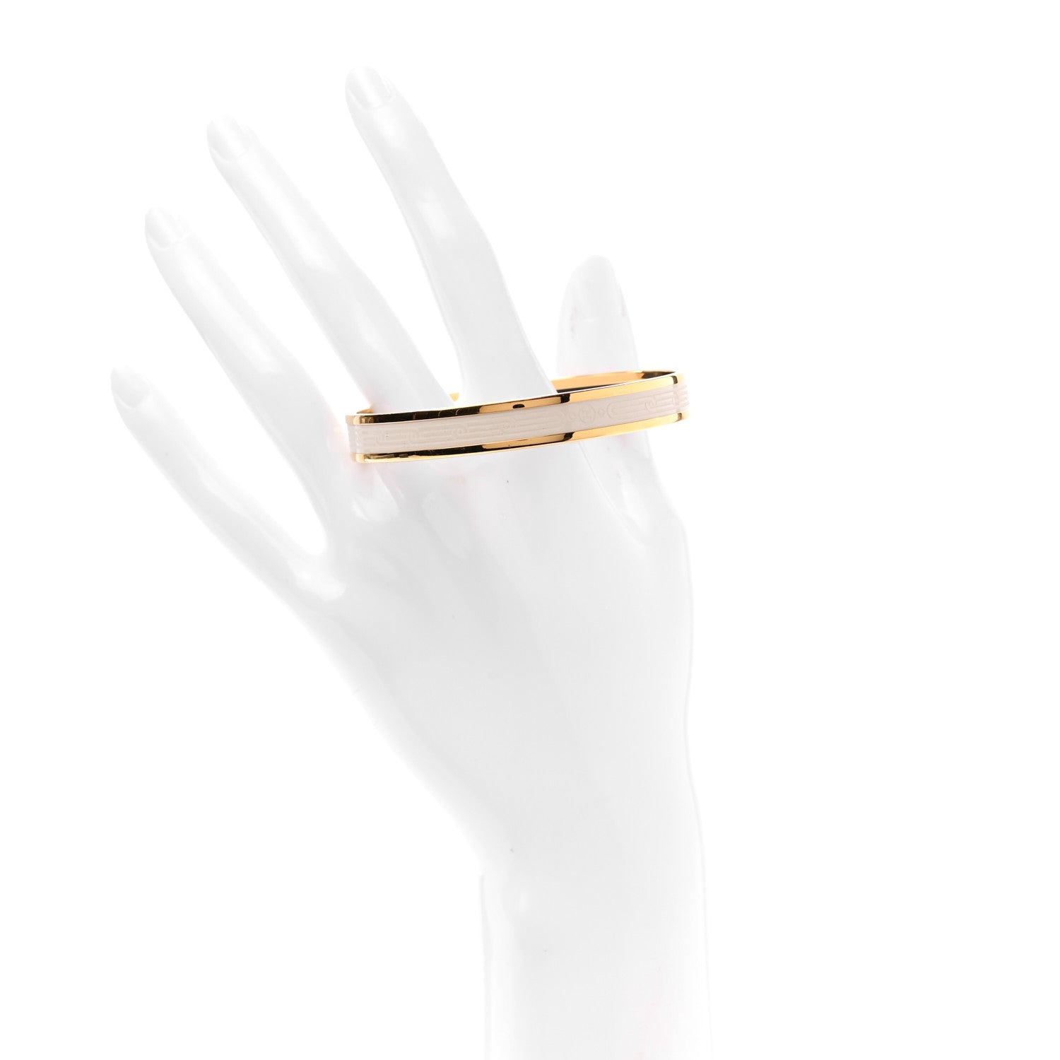 Hermes Enamel Printed Narrow Sellier Bracelet 65 White 2 of 6