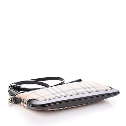 Burberry Haymarket Check Small Peyton Crossbody Clutch Bag Chocolate 4 of 6