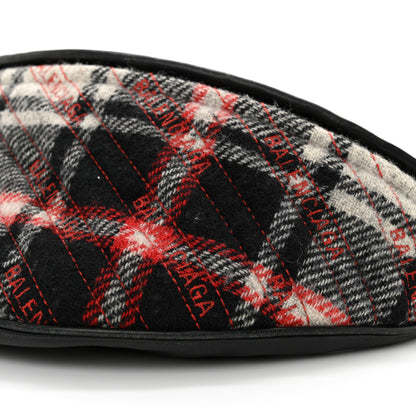 Balenciaga Wool Plaid Diagonal Allover Logo Matelasse XS Souvenir Belt Bag Black White Red 10 of 15