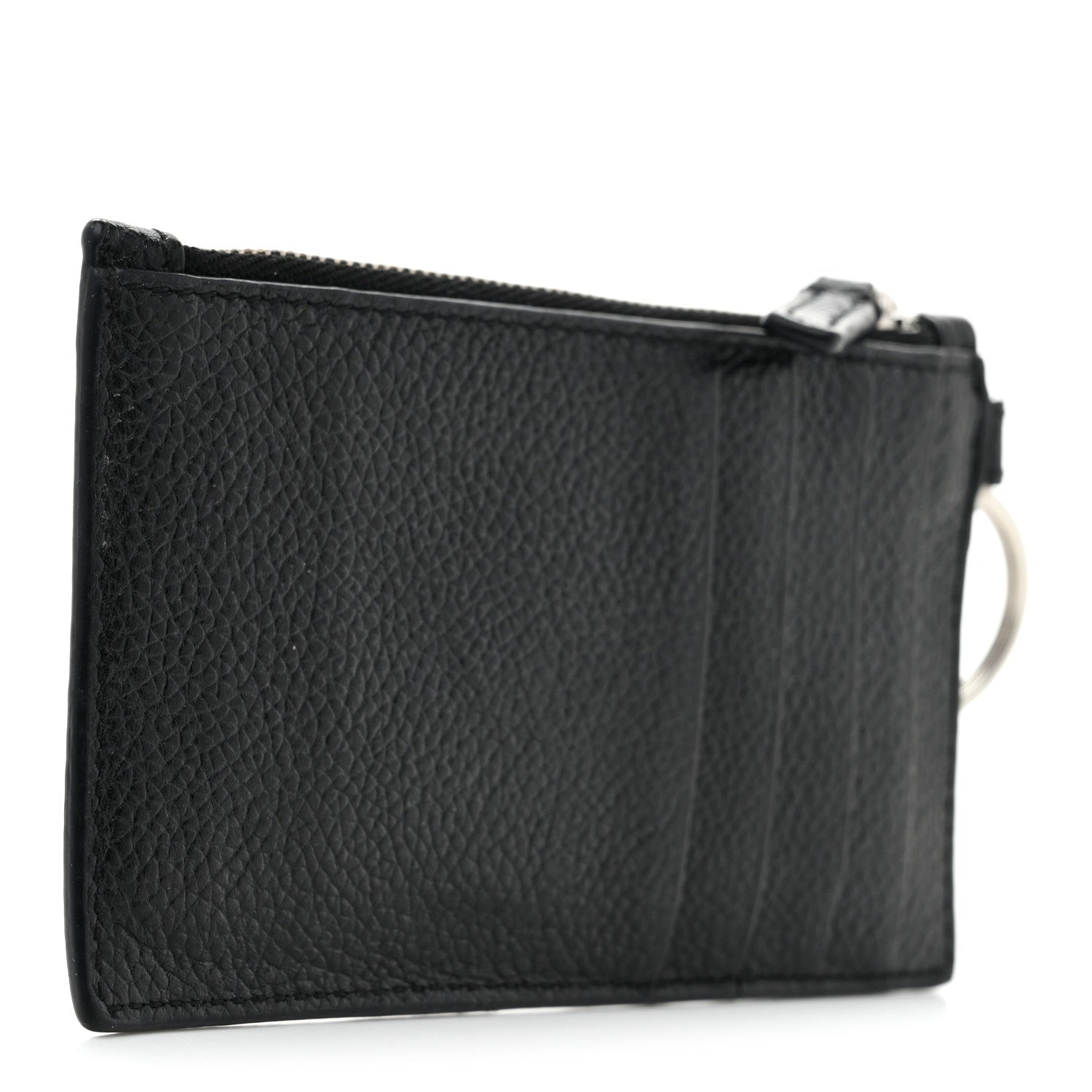 Balenciaga Grained Calfskin Miami Logo Cash Coin Card Holder On Keychain Black 3 of 8