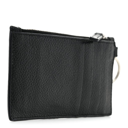 Balenciaga Grained Calfskin Miami Logo Cash Coin Card Holder On Keychain Black 3 of 8