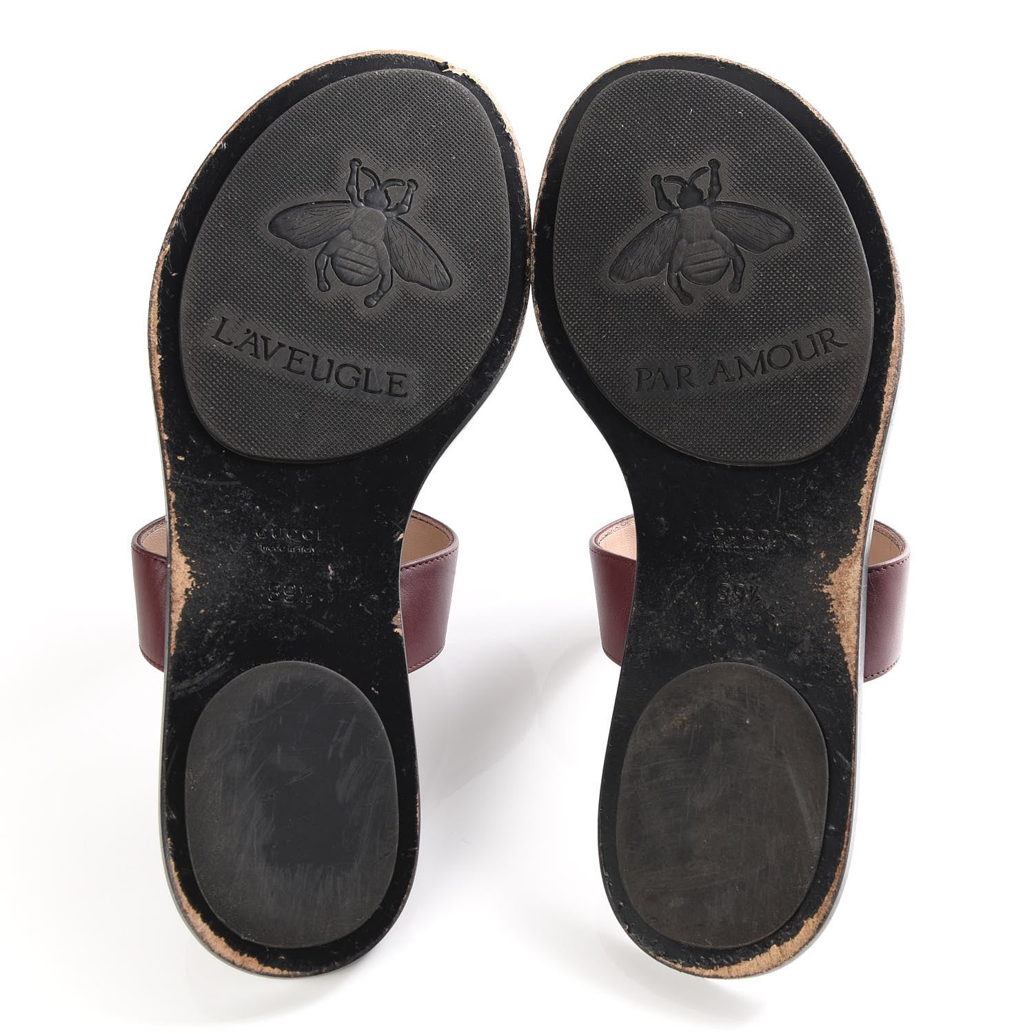 Gucci Calfskin GG Marmont Thong Sandals 39.5 Vintage Bordeaux 5 of 9