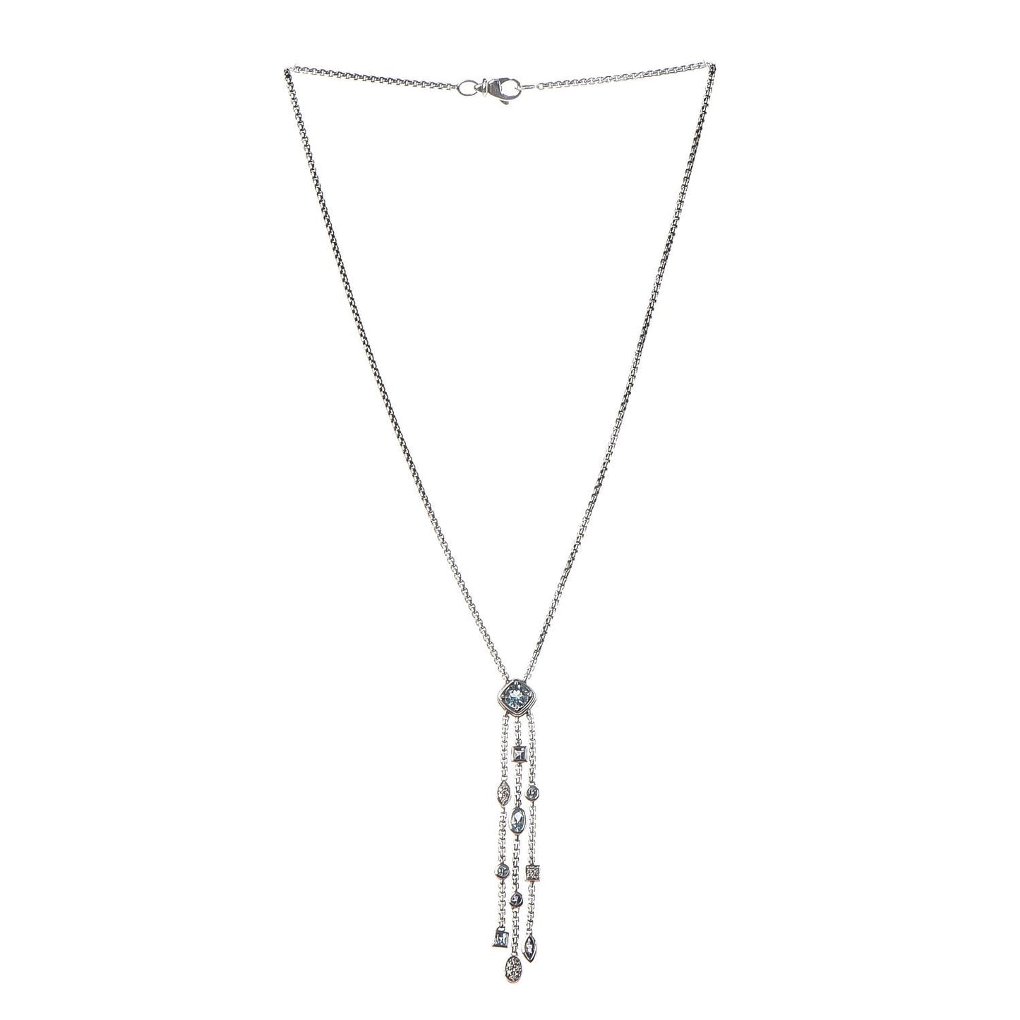 Sterling Silver Diamond Iolite Blue Topaz Confetti Ice Necklace
