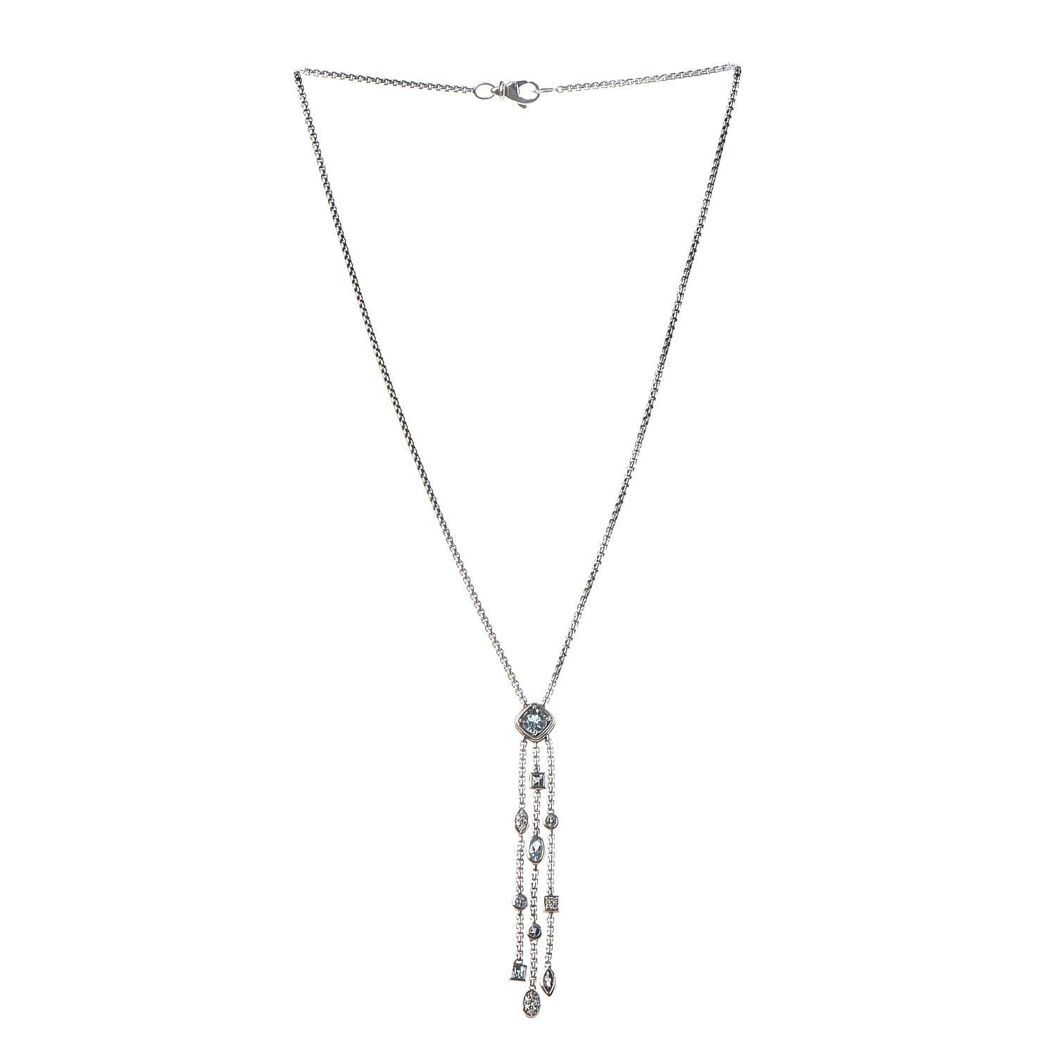 David Yurman Sterling Silver Diamond Iolite Blue Topaz Confetti Ice Necklace 3 of 6