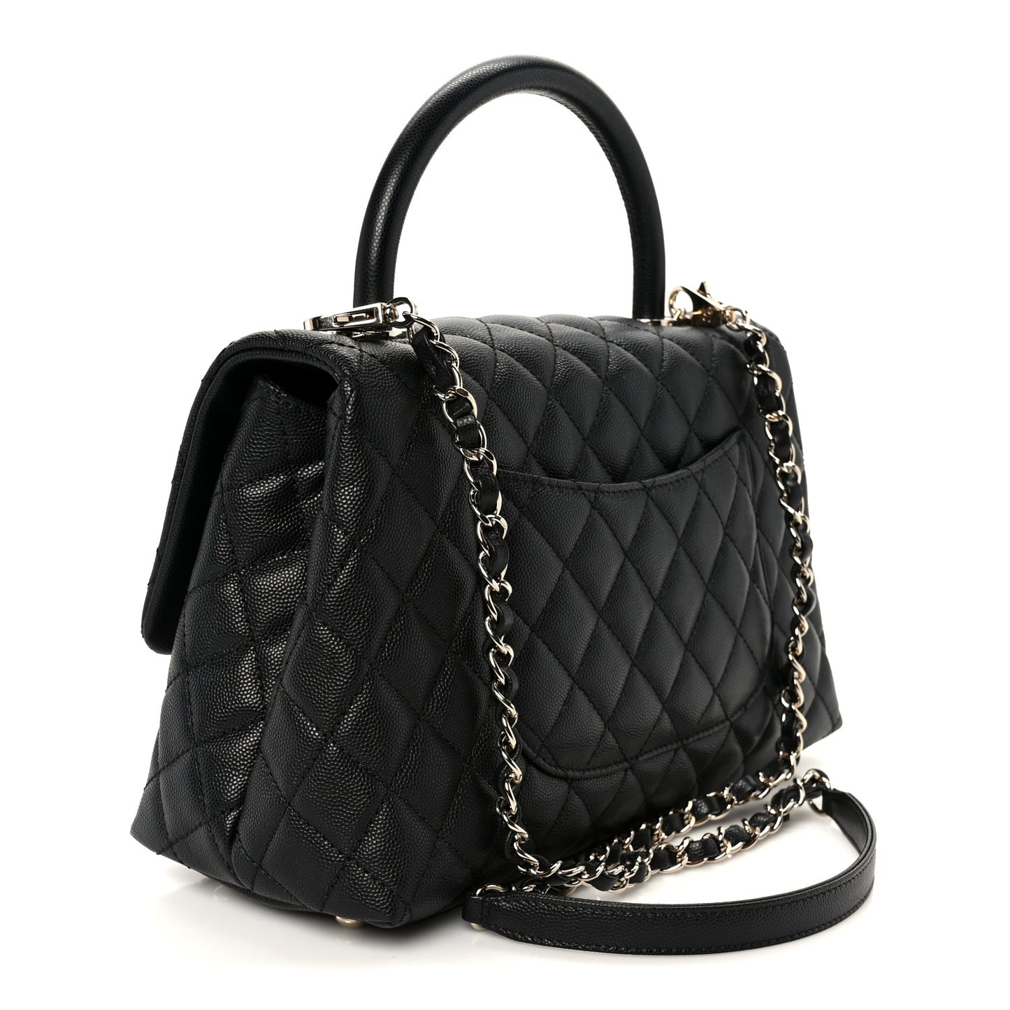 Caviar Quilted Small Coco Handle Flap Black