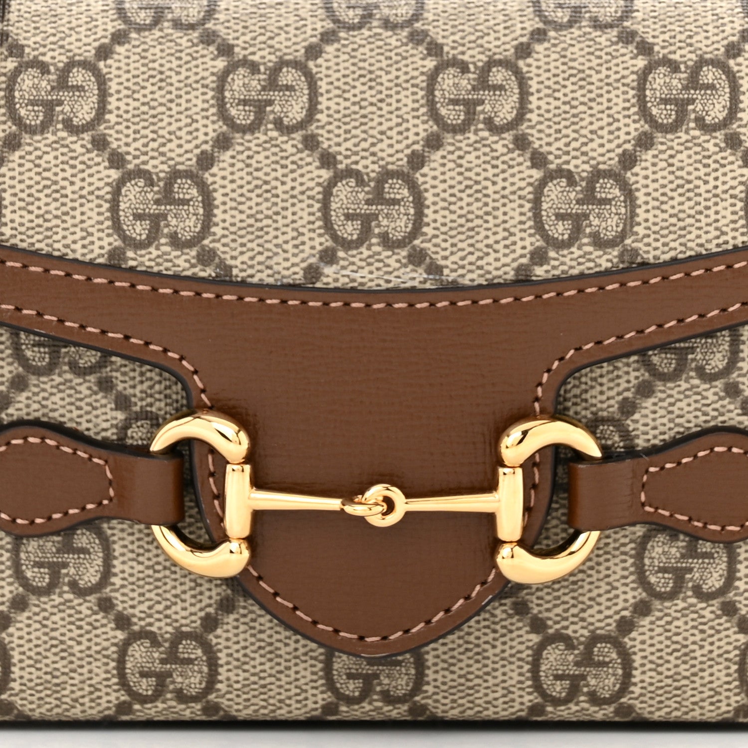 Gucci GG Supreme Monogram Mini Horsebit 1955 Shoulder Bag Beige Brown Sugar 8 of 11