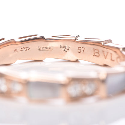 Bulgari 18K Rose Gold Diamond Mother of Pearl 4mm Serpenti Viper Band Ring 57 8 5 of 5