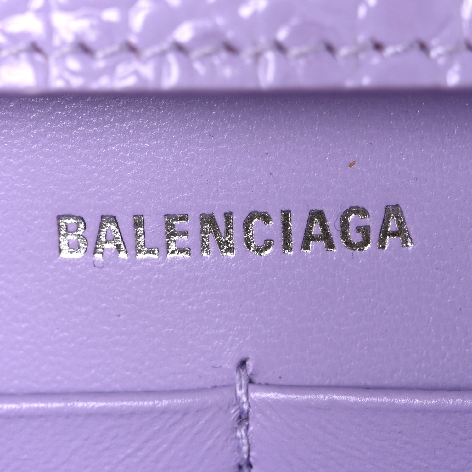Balenciaga Shiny Calfskin Crocodile Embossed Hourglass Chain Bag Lilac 6 of 10