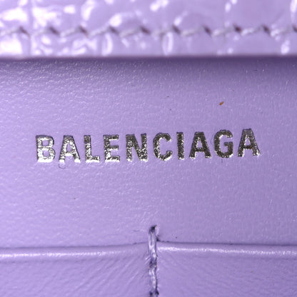 Balenciaga Shiny Calfskin Crocodile Embossed Hourglass Chain Bag Lilac 6 of 10
