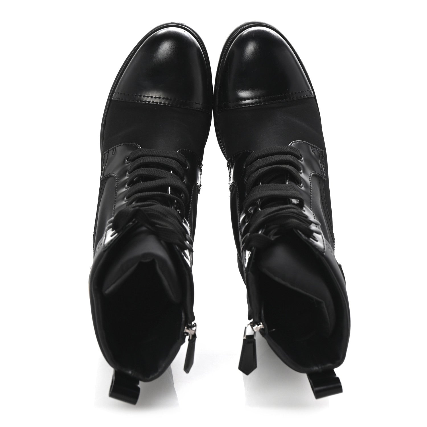 Prada Spazzolato Re-Nylon Metal Triangle Logo Lace Up 55mm Ankle Boots 40 Black 2 of 9