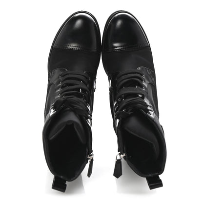 Prada Spazzolato Re-Nylon Metal Triangle Logo Lace Up 55mm Ankle Boots 40 Black 2 of 9