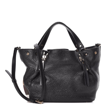 Burberry Grainy Calfskin House Check Small Maidstone Black 1 of 9