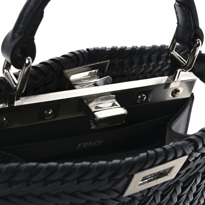 Fendi Vitello King Shiny Nappa Intreccio Petite Peekaboo I SEE U Satchel Midnight 12 of 12
