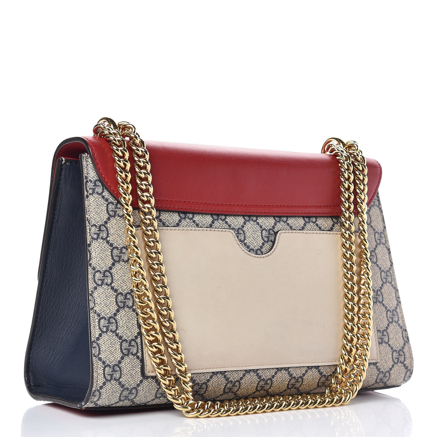 GG Supreme Monogram Moon Calfskin Medium Padlock Shoulder Bag Beige Blue Hibiscus Red Mystic White