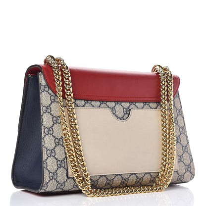 Gucci GG Supreme Monogram Moon Calfskin Medium Padlock Shoulder Bag Beige Blue Hibiscus Red Mystic White 3 of 13