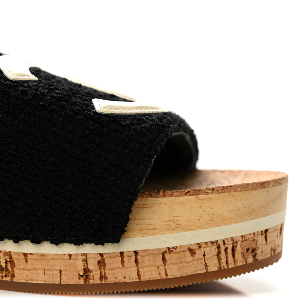 Chanel Tweed Cork CC Mule Sandal 38 Black 10 of 10