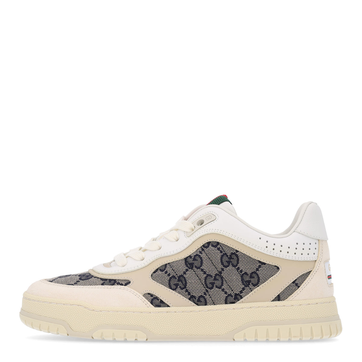 Gucci Calfskin Suede GG Monogram Re-Web Womens Sneakers 36.5 White Beige Blue 1 of 11