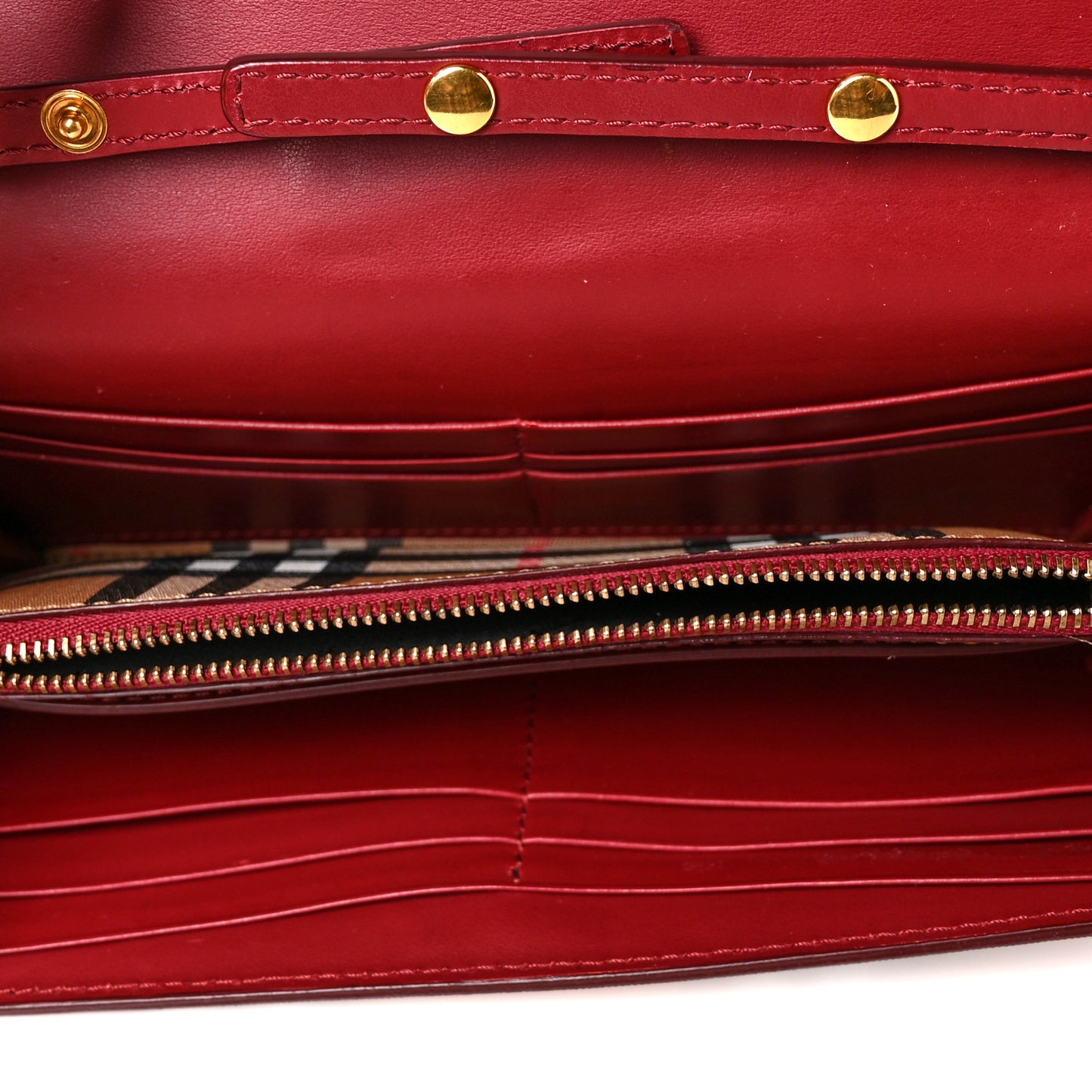 Vintage Check Henley Wallet On Chain Crimson