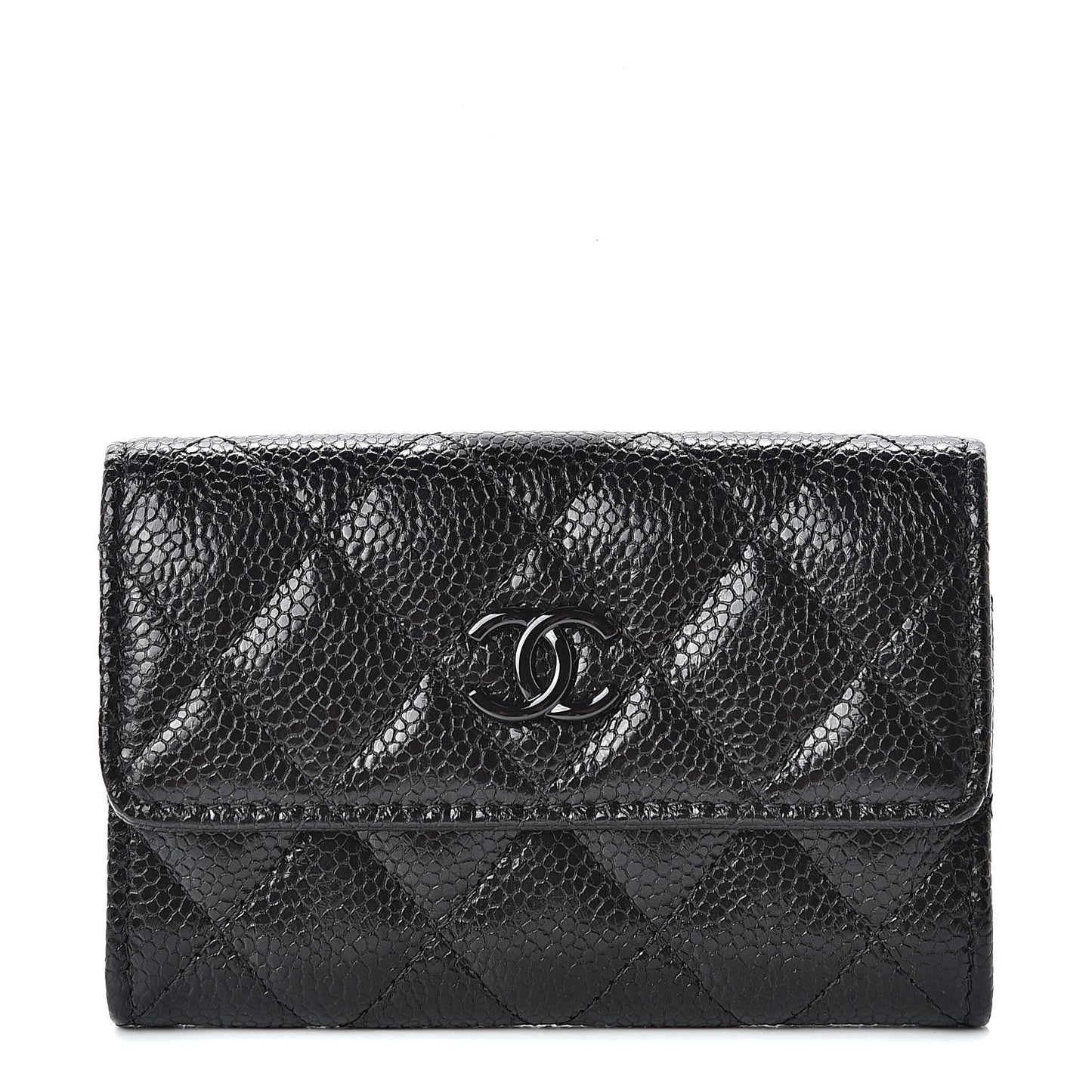 Caviar Quilted Flap Card Holder So Black